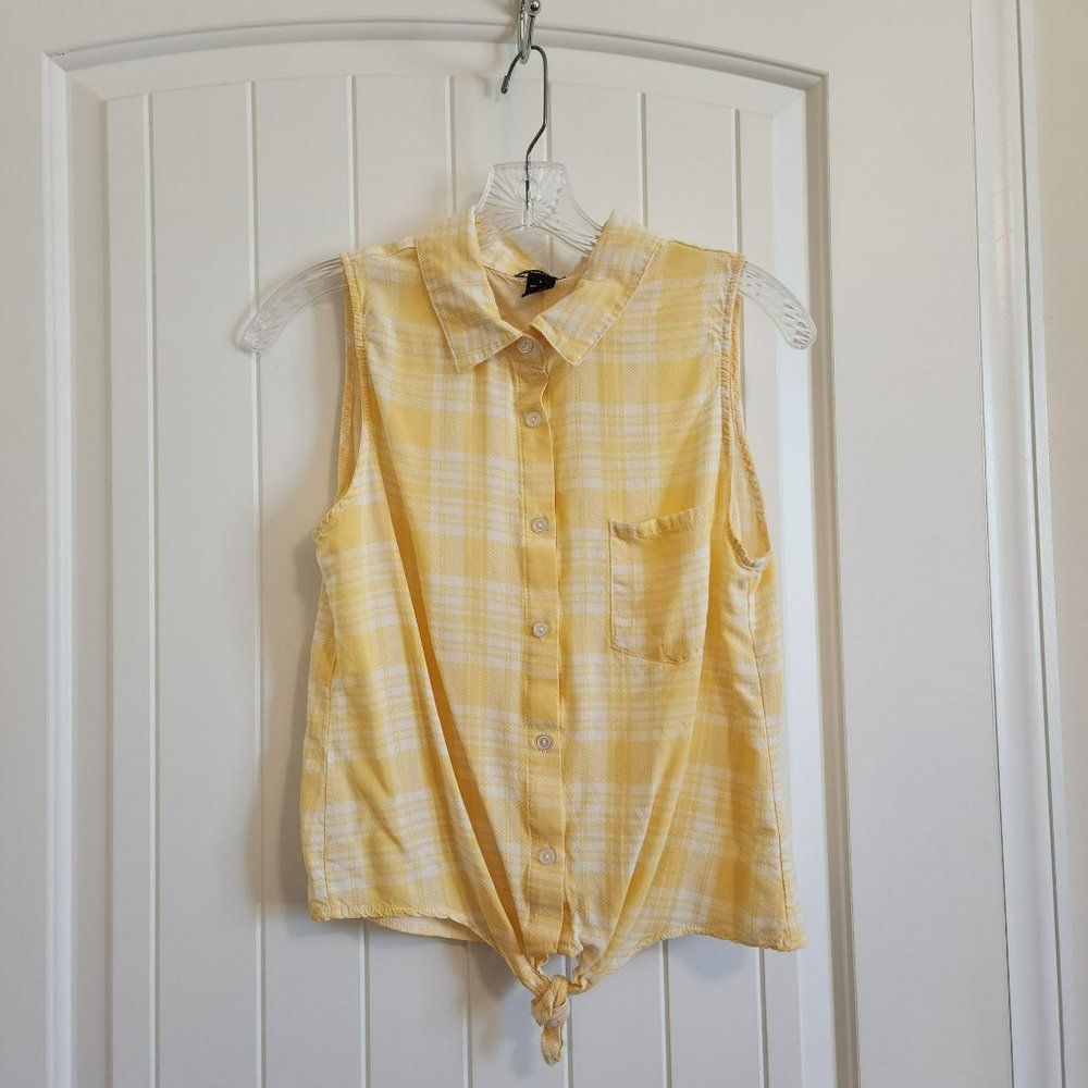 Rue 21 Yellow Plaid Button Shirt Large